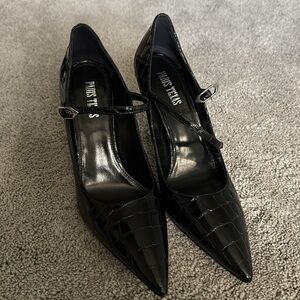 Paris Texas Black Heels Croc Design